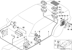 Детали системы Top-HiFi для BMW E36 318i M43 (схема запасных частей)