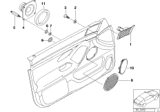 Детали динамика в двери Пд для BMW E38 750iLS M73N (схема запасных частей)