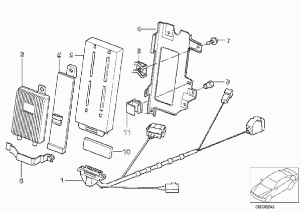 Детали SA 632 в багажнике для BMW E38 740d M67 (схема запчастей)