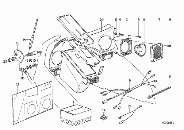 Монтажный комплект радиоприемника для BMW K589 K 100 LT 87 (0506,0516) 0 (схема запчастей)