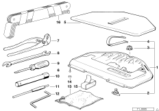 Бортовой инструмент/ящик для инструм. для BMW E32 730iL M30 (схема запасных частей)