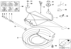 Детали крепления аварийного колеса для BMW Z3 Z3 2.8 M52 (схема запасных частей)
