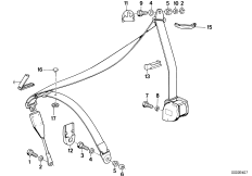 Дополн.элементы ремня безопасности Пд для BMW E28 525e M20 (схема запасных частей)