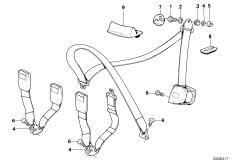 Дополн.элементы ремня безопасности Зд для BMW E30 324td M21 (схема запасных частей)