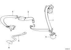 Ремень безопасности Зд для BMW E32 750i M70 (схема запасных частей)