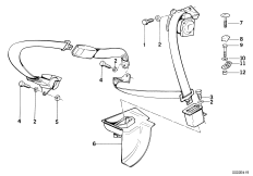 Дополн.элементы ремня безопасности Зд для BMW E32 750i M70 (схема запасных частей)