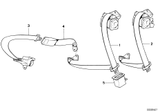 Ремень безопасности Зд для BMW E34 525ix M50 (схема запасных частей)