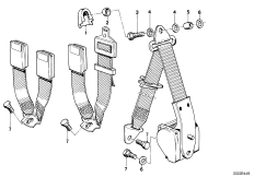 Дополн.элементы ремня безопасности Зд для BMW E23 732i M30 (схема запасных частей)