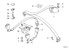 Детали ремня безопасности Зд для BMW E34 530i M60 (схема запасных частей)
