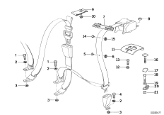 Дополн.элементы ремня безопасности Зд для BMW E36 318tds M41 (схема запасных частей)