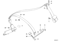 Дополн.элементы ремня безопасности Пд для BMW E36 M3 3.2 S50 (схема запасных частей)