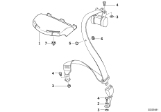 Дополн.элементы ремня безопасности Зд для BMW E36 M3 S50 (схема запасных частей)