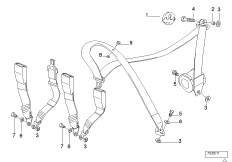 Дополн.элементы ремня безопасности Зд для BMW E36 323ti M52 (схема запасных частей)