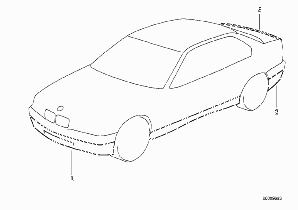 Аэродинамический комплект для BMW E36 323ti M52 (схема запчастей)