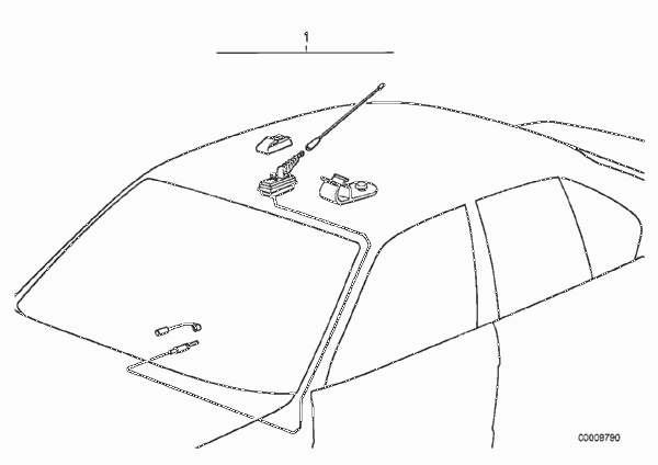 Антенна на крыше для BMW E30 320i M20 (схема запчастей)