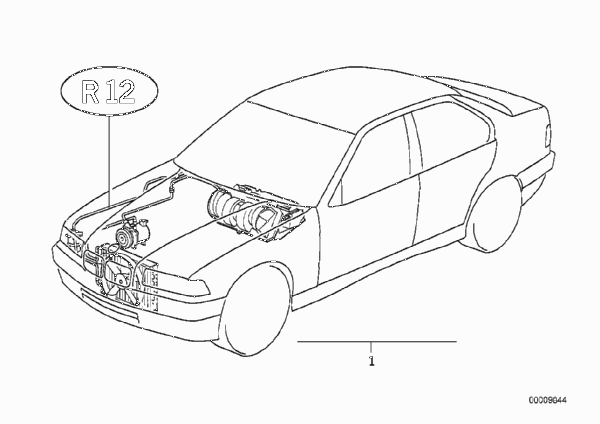 Кондиционер R12 для BMW E36 325td M51 (схема запчастей)