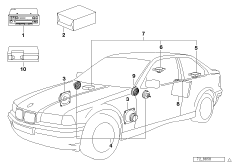 Аудиосистема с CD-чейнджером для BMW E36 318tds M41 (схема запасных частей)
