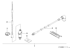 Комплект дооснащения антенной в крыле для BMW E34 518i M43 (схема запасных частей)