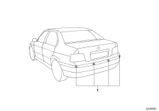 Комплект дооснащения PDC для BMW E46 325i M54 (схема запасных частей)