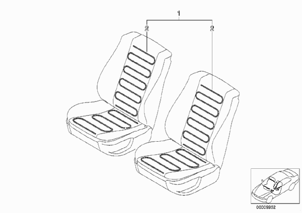Комплект дооснащения обогрева сиденья Пд для BMW E30 325i M20 (схема запчастей)