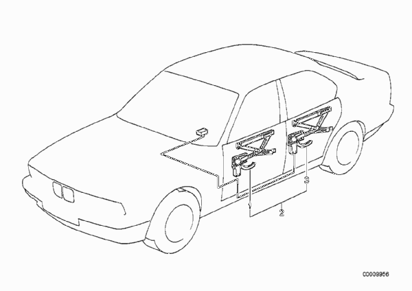 Комплект дооснащ.э/стеклоподъемника Зд для BMW E34 535i M30 (схема запчастей)
