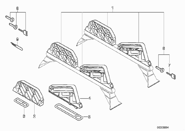 Комплект лыжи/сноуборд для BMW E30 318i M10 (схема запчастей)