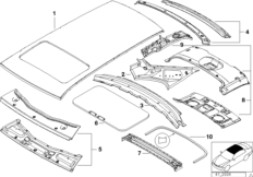 крыша для BMW E39 528i M52 (схема запасных частей)