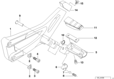 Планка упора для ног/упор для ног Зд для MOTO K41 K 1200 RS 01 (0547,0557) 0 (схема запасных частей)