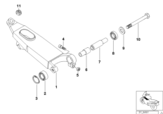 Продольный рычаг подвески для BMW 89V3 K 1200 RS 97 (0544,0554) 0 (схема запасных частей)