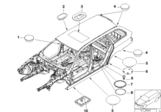 Пробки/заглушки для BMW E39 525i M54 (схема запасных частей)