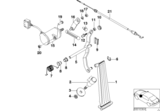 Привод педали акселератора/датчик полож. для BMW E36 M3 3.2 S50 (схема запасных частей)