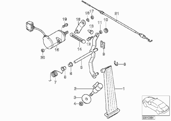 Привод педали акселератора/датчик полож. для BMW E36 M3 3.2 S50 (схема запчастей)