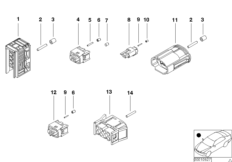 Различные по назначению разъемы для BMW E38 750iLP M73N (схема запасных частей)