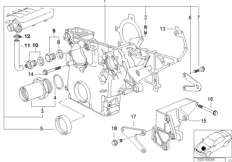 Корпус блока ГРМ для BMW E36 325td M51 (схема запасных частей)
