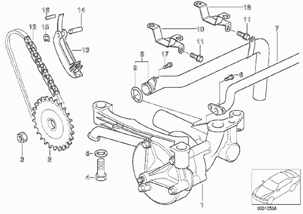 Смазочная система/маслян.насос с прив. для BMW E46 M3 S54 (схема запчастей)