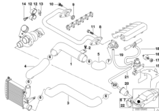 Сист.впуска воздуховода наддув.возд./AGR для BMW E38 725tds M51 (схема запасных частей)