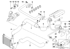 Сист.впуска воздуховода наддув.возд./AGR для BMW E39 525tds M51 (схема запасных частей)
