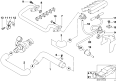 Сист.впуска воздуховода наддув.возд./AGR для BMW E39 525td M51 (схема запасных частей)