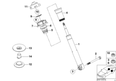 Детали амортизационной стойки Зд для BMW E39 520i M54 (схема запасных частей)