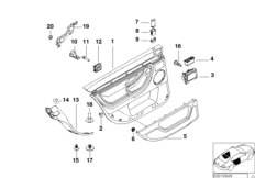 Обшивка двери Зд-боковая НПБ для BMW E38 750i M73N (схема запасных частей)