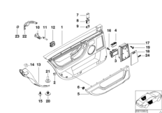 Обшивка двери Зд-боковая НПБ/удлин.исп. для BMW E38 725tds M51 (схема запасных частей)