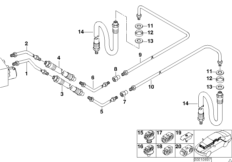 Трубопровод тормоз.привода Зд с ASC/DSC для BMW E39 525tds M51 (схема запасных частей)