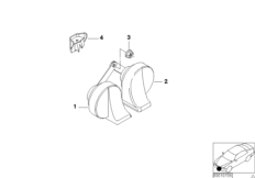 Фанфарный звуковой сигнал для BMW E38 L7 M73 (схема запасных частей)