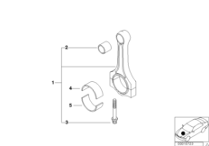 Шатун кривошипно-шатунного механизма для BMW E46 323Ci M52 (схема запасных частей)