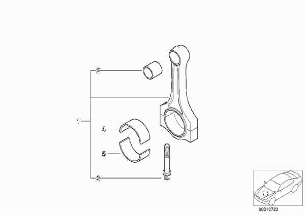 Шатун кривошипно-шатунного механизма для BMW E61 525i M54 (схема запчастей)