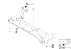 Крепление КПП для BMW E46 320d M47N (схема запасных частей)