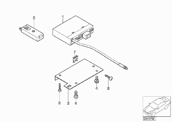 Детали системы дистанционного пуска для BMW E38 750iLS M73N (схема запчастей)