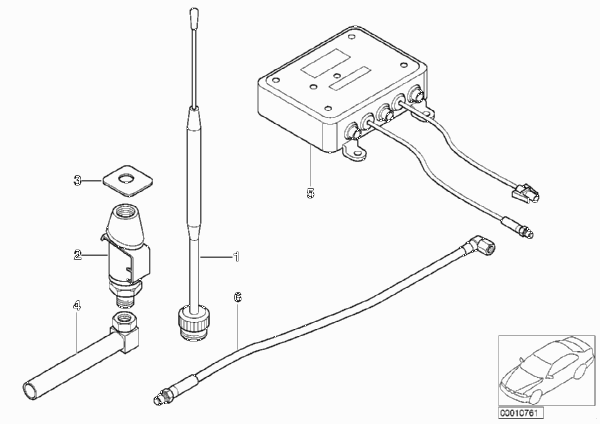 Детали радиоприемника/ радиоантенны для BMW E38 750iLS M73N (схема запчастей)