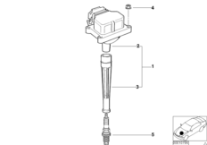 Катушка зажигания со стержн.сердечником для BMW E34 M5 3.8 S38 (схема запасных частей)