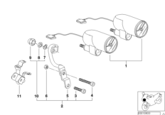 Комплект дооснащения тахометра с часами для BMW 259R R 850 R 94 (0401,0406) 0 (схема запасных частей)